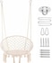 Generic E Everking Hammock Chair Macrame Swing, Max 330 Lbs, Hanging Cotton Rope Hammock Swing Chair With Hanging Hardware Kits For Indoor And Outdoor Use (1-Beige+Kits)