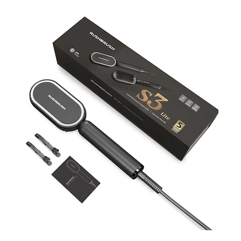 Rush Brush S3 Lite Hair Straightening Brush - Black