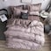 GOLDEN HOME  6-Piece King Size Duvet Cover Set, 1 Duvet Cover + 1 Fitted Sheet + 4 Pillow Cases, Microfibre, Muesli
