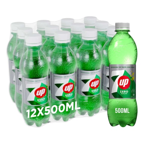 7UP Zero Zesty Lemon And Lime Flavor Zero Sugar Bottle 500ml Pack of 12