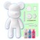 DIY CREATE YOUR OWN UNIQUE ACRYLIC FLUID POURING PAINT BEAR (9 inch - 23 cm) COMPLETE SET, colors: White, Light-Blue, Fluorescent-Pink. Arts and Crafts, Customize Handmade Creative Birthday Gift