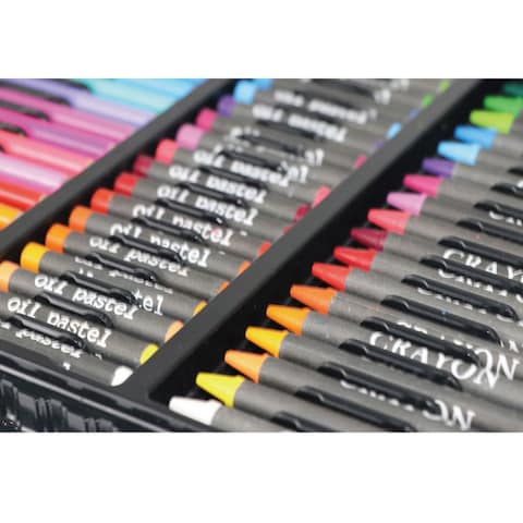 عام-168pcs ديلوكس مجموعة الفن الرسم والطلاء عدة مع أقلام الرصاص علامات اللون الطباشير الباستيل النفط المائية الكعك حالة التخزين والفن زينة لوازم الأطفال مبتدئين الطلاب