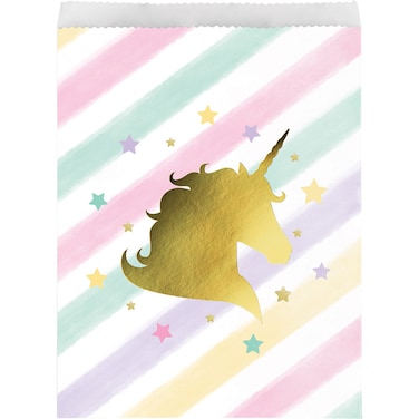 Creative Converting Large Foil Stamp Unicorn Sparkle Paper Treat Bags 10-Pieces- 8.75-Inch x 6.5-Inch Size