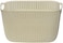 Home Storage Basket, Bathroom Weaving Plastic Storage Baskets Bins Organizer with Handles -Beige (MEDIUM)1PC