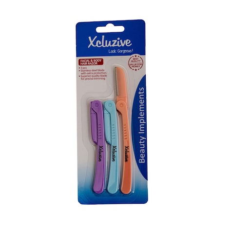 Buy Xcluzive Facial And Body Hair Razor Multicolour 3 PCS in UAE