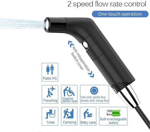 بخاخ شطاف محمول للسفر للتنظيف الصحي مع حاوية مياه سعة 2.3 لتر