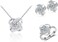 Generic Jewelry Set For Women Of Sterling Silver 925, Round Cubic Zirconia, Necklace And Earrings And Resizable Ring
