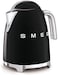 Smeg 50's Style Electric Kettle KLF03BLUK, 3000 W, 1.7 L, Black, Stainless Steel, Glossy Finish
