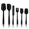 Silicone Spatula Set - 6 Piece Non-Stick Rubber Spatula Set, Heat-Resistant Spatula Kitchen Utensils Set for Cooking, Baking and Mixing - Fegodi - Black