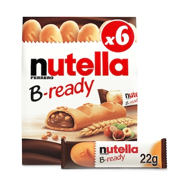 Nutella B-Ready Chocolate Wafer Bar, Multi Pack, 6 Bars, 132g