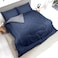 Hotel Linen Klub Reversible Down Alternative Comforter Set, Ultra Soft Brushed Stripe Microfiber Fabric, 200GSM Soft Fibersheet Filling, Size: Double 220 x 240cm, Navy Blue &amp; Dark Grey