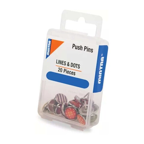 Mintra Push Pins - Printed Lines and Dots - 20 Pins