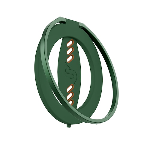 Remson Mag-X Phone Grip Finger Strap Magnetic Phone Kickstand with Silicone Strap Compatible for iPhone 14, 13 Pro/Max/Plus (Green/Orange)