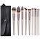 Deo King Makeup Brush Set With Pu Makeup Brush Bag Champagne Gold - 10-Piece