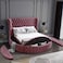 In House Lotus Velvet Bed Frame - King - 200x180 cm - Dark Pink