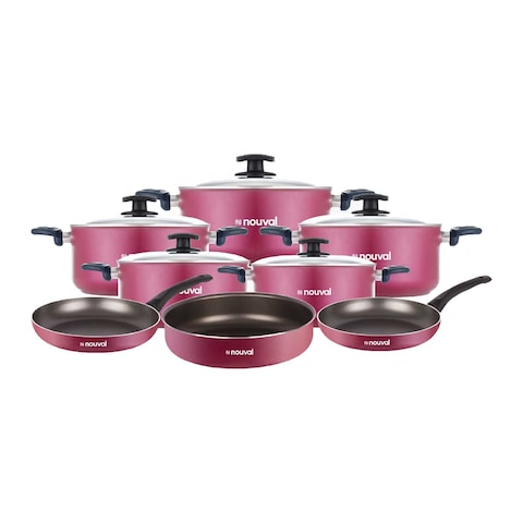 Nouval Timeless Cooking Pots, 16-18-20-22-26 - 10 Pieces + Frying Pans, 18-24 - 2 Pieces + Oven Tray - Size 24