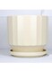 Light Yellow Round Ceramic Flower Pots for Indoor Gardening, Home, or Office D&eacute;cor-L