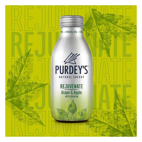 Purdey&#39;s Natural Energy Rejuvenate Grape And Apple With Ginseng Sparkling Drink 330ml