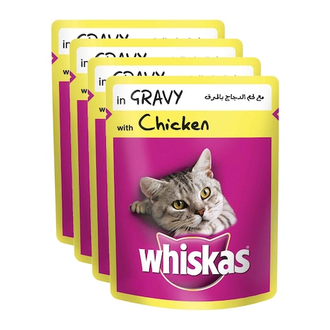 Buy Whiskas with chicken gravy 80g x4 in Saudi Arabia