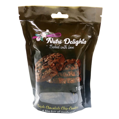 Nutri Delights Triple Chocolate Chip Cookies 100G