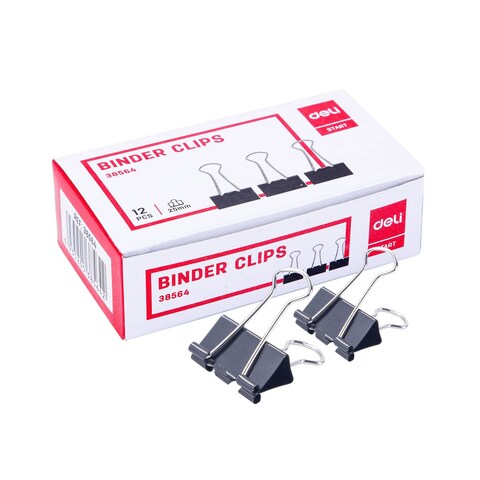 Deli Binder Clip - 25mm - 12 Count - Black