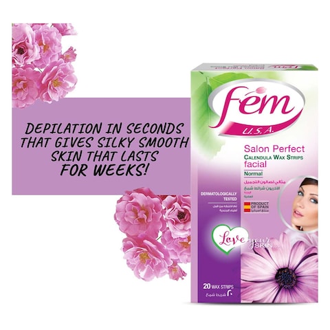 Fem USA Normal Skin Facial Wax Strips 20 Pieces