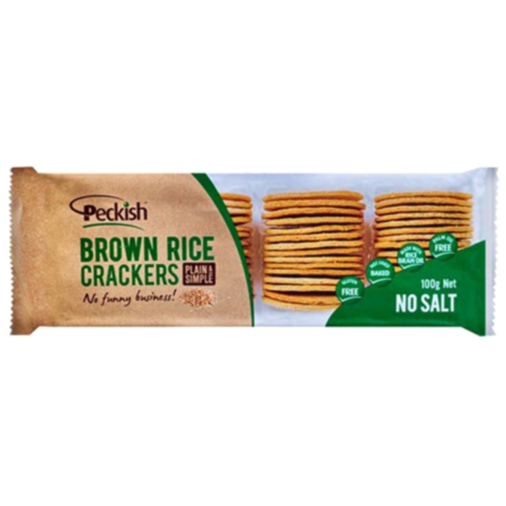 Brown Rice Crackerd Buy Peckish Brown Rice Cracker No Salt 100g Online | Carrefour UAE