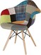 GDF Modern Dining/Coffee Arm Chair Plastic Shell With Fabric &amp; Wooden Legs Multi Color Model-JEAMS4