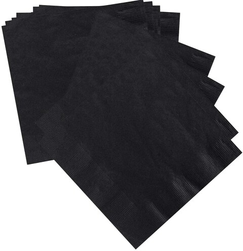 اشتري Party Time 24-Pieces Black Table Tissue/Paper Napkins - Soft Dinner Napkin for Weddings, Parties, Restaurant, Events etc. في الامارات