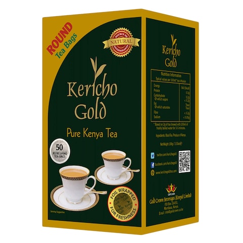 Kericho Gold Pure Kenya Round Tea Bags 2g x Pack of 50