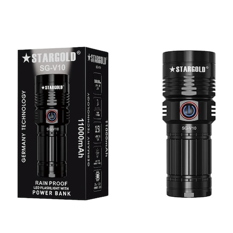 Rechargeable LED Flashlight With Power Bank Germany Technology 40W LED 11000mAh Rain Proof LED Light