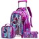 Eazy Kids - 16" Set of 3 Trolley School Bag Lunch Bag &amp; Pencil Case Mermaid - Purple