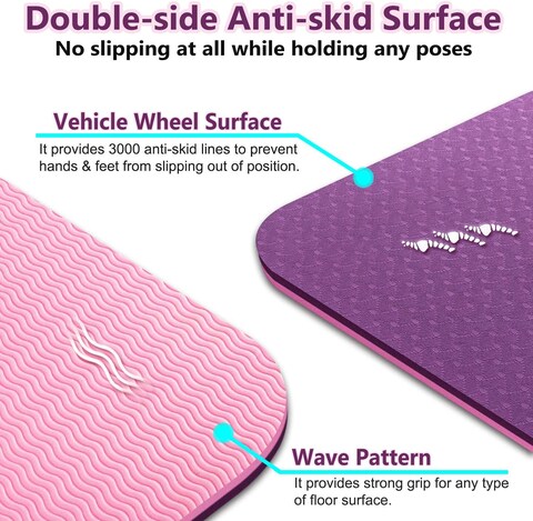 Sky Land Fitness Adult Tpe Yoga Mat Em-9304-P, L, 183 X W 61 X 0.6 Cm- Purple