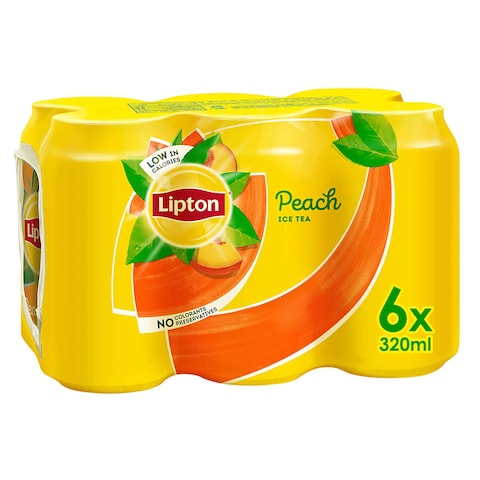 Lipton Peach Ice Tea Non Carbonated Low Calories Refreshing Drink 320ml Pack of 6