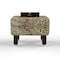 Reposa Floral Print Wooden Cushioned Footrest Stool (Walnut Legs)