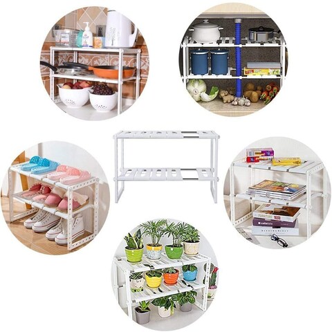 2 Tiers Pool Space Arrangement Frame Adjustable Family Kitchen Rack