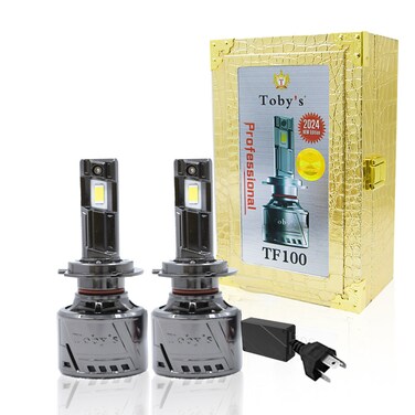 Toby&rsquo;s TF100 H4 2 Pieces 200W (Pair) Original Tested LED Headlight Bulb Assembly 20000 Lumens(Pair) 120W/Piece Power Xtreme Bright With Color Temperature 6500K