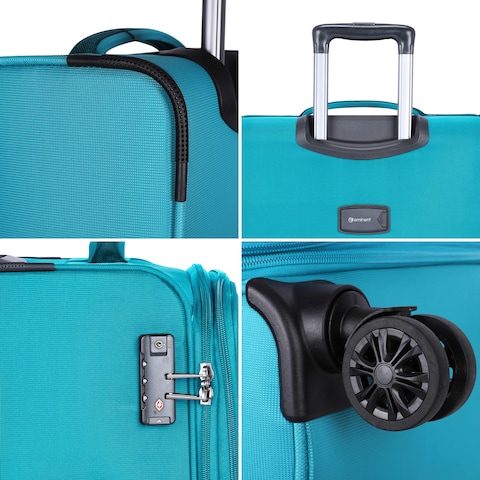 Eminent Expandable Luggage Trolley Bag Soft Suitcase for Unisex Travel Polyester Shell Lightweight with TSA lock Double Spinner Wheels E765SZ Large Checked 28 Inch Green
