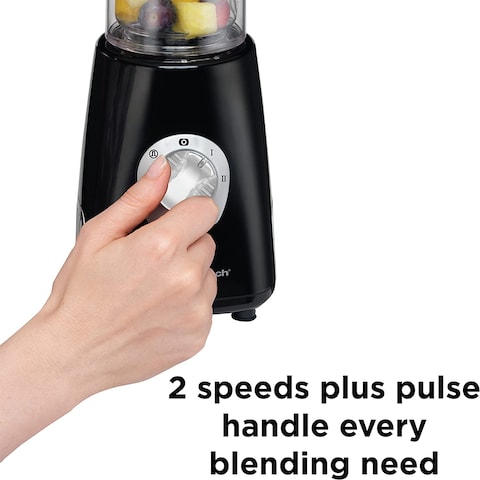 Hamilton Beach Go Sport Single Serve 2-Speed Personal Blender For Shakes And Smoothies, Two 600ml Shatterproof Double Wall Jars, 250 Watts, Stainless Steel, Black, 51241-SAU