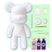 DIY CREATE YOUR OWN UNIQUE ACRYLIC FLUID POURING PAINT BEAR (9 inch - 23 cm) COMPLETE SET, colors: White, Dark-Purple, Dark-Blue, Customize Handmade Creative Birthday Gift