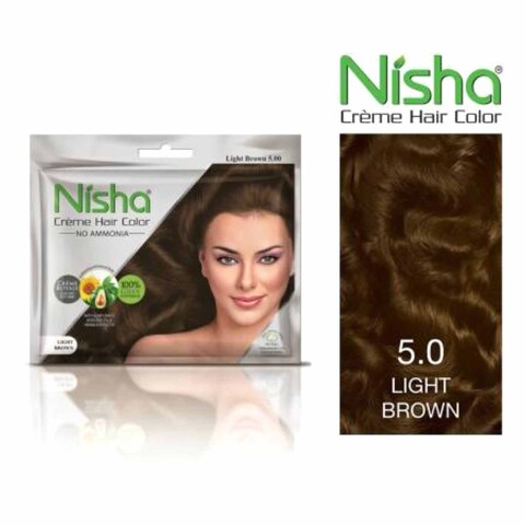 Nisha Creme Hair Colour 5.0 Light Brown 40ml