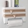 Generic 4-In-1 Wall-Mount Paper Towel Holder, Plastic Wrap Foil Dispenser (Khaki)