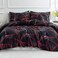 Luna Home King Size 6 Pieces, Black With Red Geometric Design Bedding Set