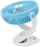 Fitto Battery Operated Clip on Stroller Fan, Portable Mini Desk Fan, Rechargeable, Blue