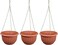 Vsell24 Hanging Flower Pot Set of 3 Hanging Plastic Planter for Indoor and Outdoor Plants with Drainage Hole and Absorbing Tray Terracotta