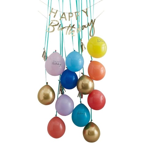 Ginger Ray Happy Birthday Rainbow and Gold Balloon Door Kit