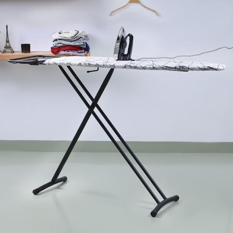 Vibgyor Ironing Board with Cotton Cover, 8mm Pad, DC1979   Steel Frame   Iron Board with Cover Pad   Home Laundry Room Or Dorm Use   Adjustable Height