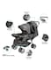 Moon Pair Twin Stroller, Black/Grey