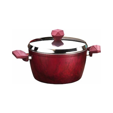 نوفال ديزاينو حلة مع غطاء المنيوم - 28 سم - لون أحمر