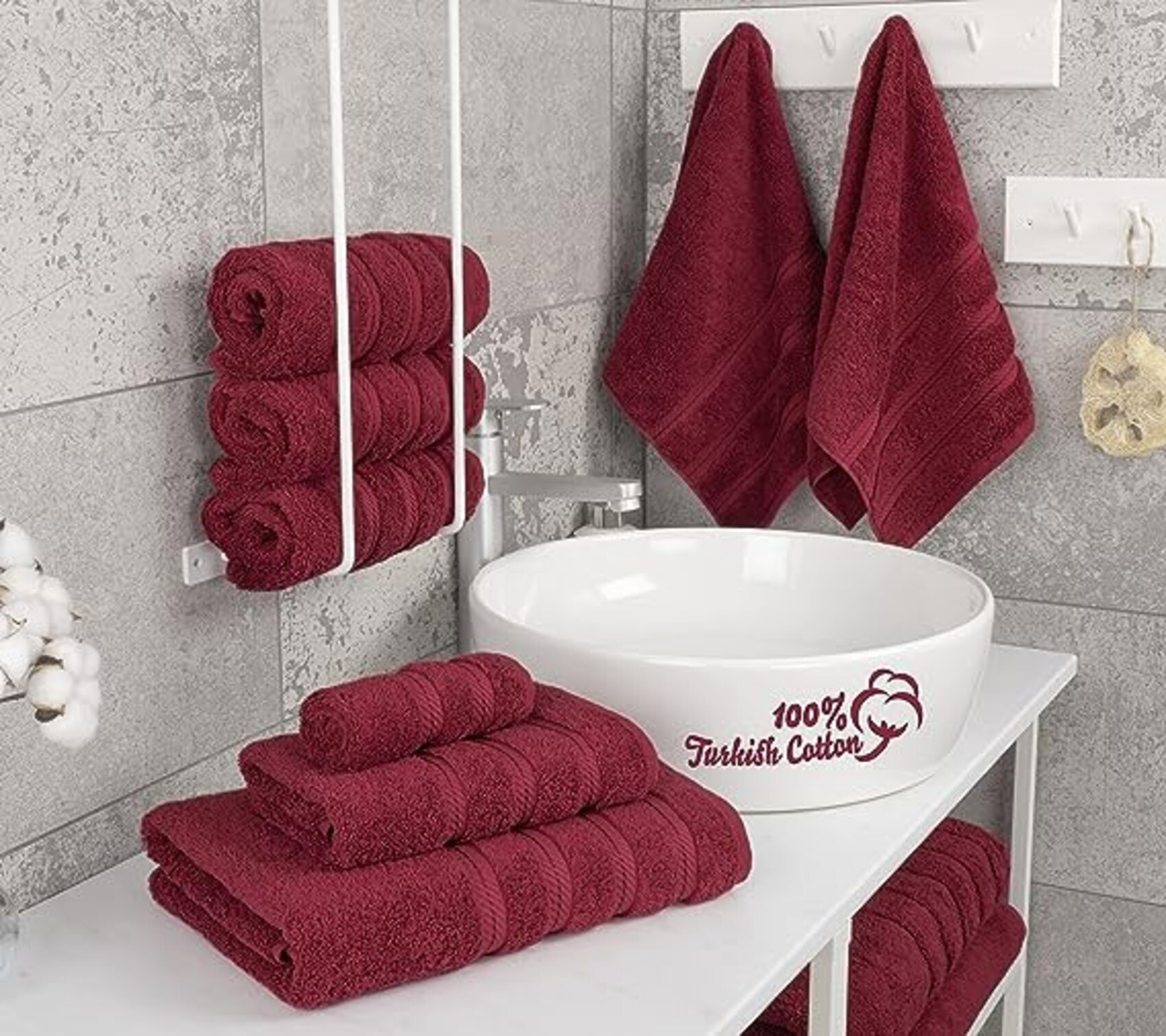 Towel Set Luxury Hotel Quality 600 GSM 100% Genuine Combed Cotton, Super  Soft & Absorbent Family Bath Towels 6 Piece Set - 2 Bath Towels, 2 Hand  Towels, 2 Washcloths - Burgundy Red Online | Carrefour UAE